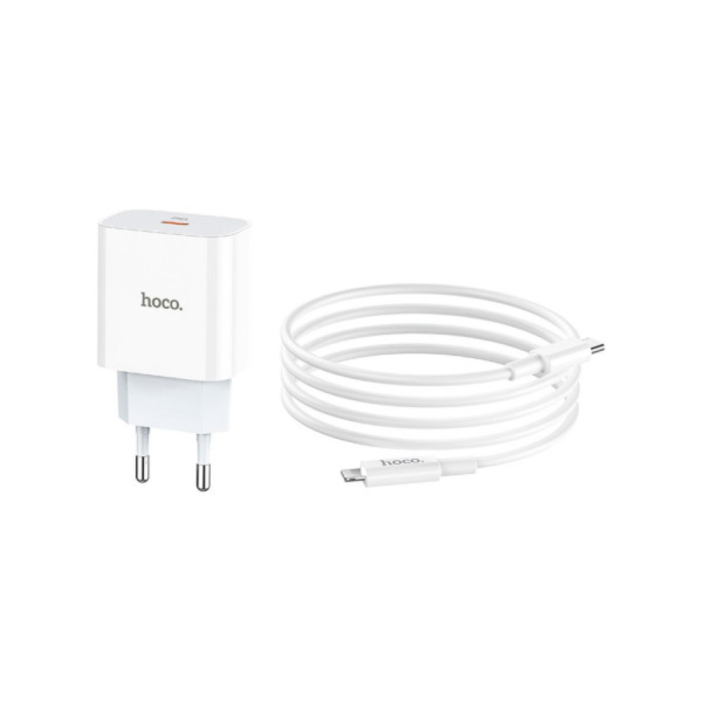 Зарядний пристрій HOCO C76A Plus Speed Source USB-C PD20W + cable USB-C to Lightning White (6931474746924)