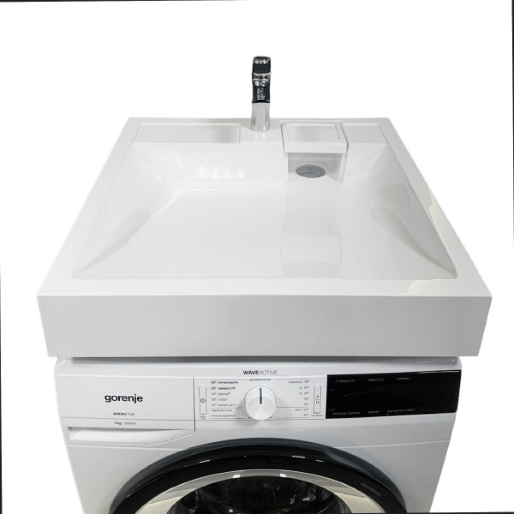 Раковина, умивальник Adamant WASHER NEW, штучний камінь, прямокут., з отвором для змішувача, без переливу, 595х595х115мм, накладний, білий