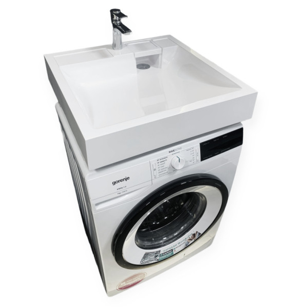 Раковина, умивальник Adamant WASHER NEW, штучний камінь, прямокут., з отвором для змішувача, без переливу, 595х595х115мм, накладний, білий