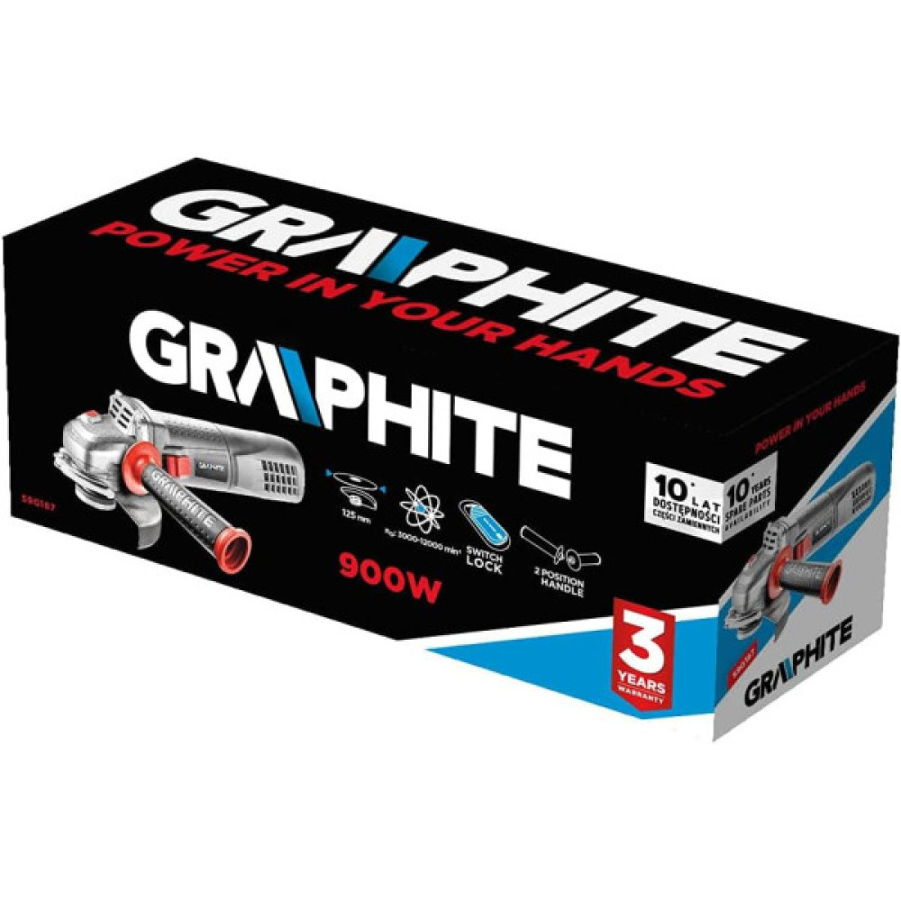 Шліфмашина кутова GRAPHITE 125мм 900Вт 12000об/хв 1.8кг