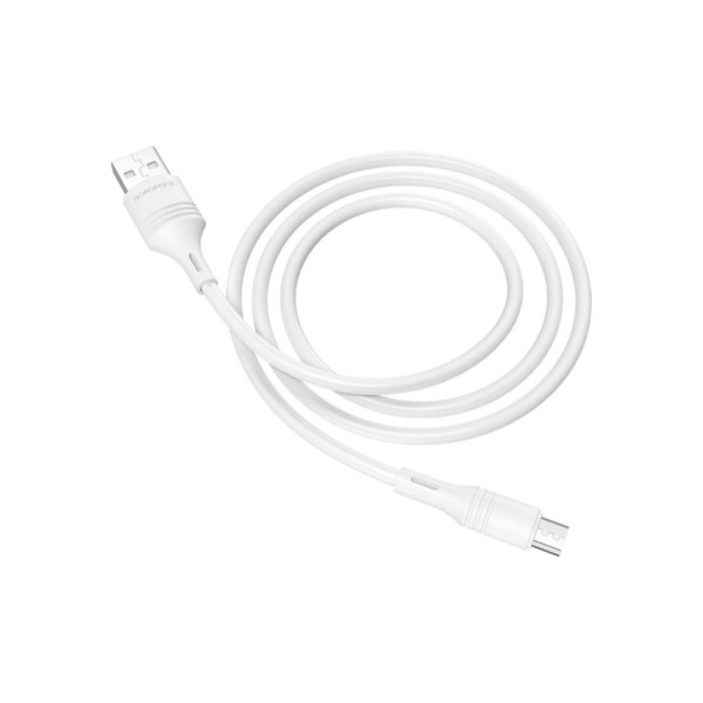 Дата кабель USB 2.0 AM to Micro 5P 1.0m 2.4A PVC BX43 white BOROFONE (6931474735591)