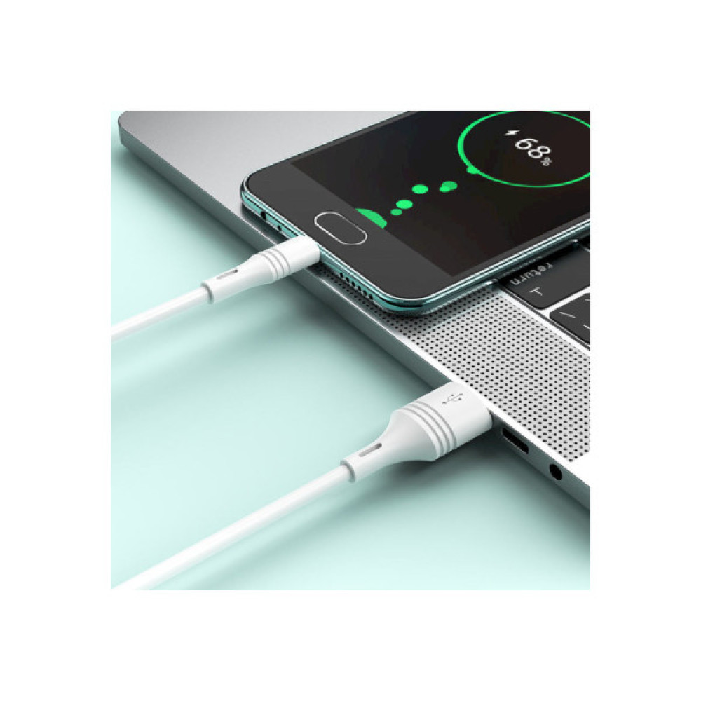 Дата кабель USB 2.0 AM to Micro 5P 1.0m 2.4A PVC BX43 white BOROFONE (6931474735591)