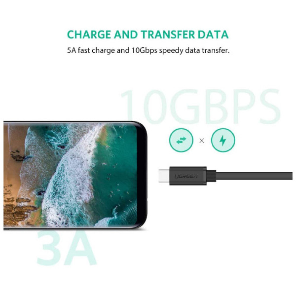 Дата кабель USB-C to USB-C 1.0m USB 3.1Gen2 100W US353 Black Ugreen (10387)