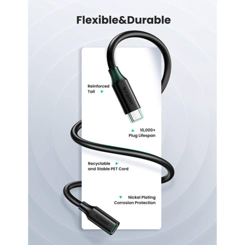Дата кабель USB-C to USB-C 1.0m USB 3.1Gen2 100W US353 Black Ugreen (10387)