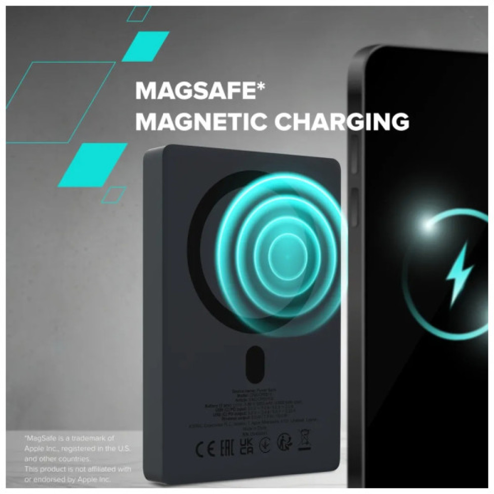 Батарея універсальна Canyon 10000mAh OnPower 511 PD20W Magnetic wireless MagSafe Black (CNS-CPB511B)