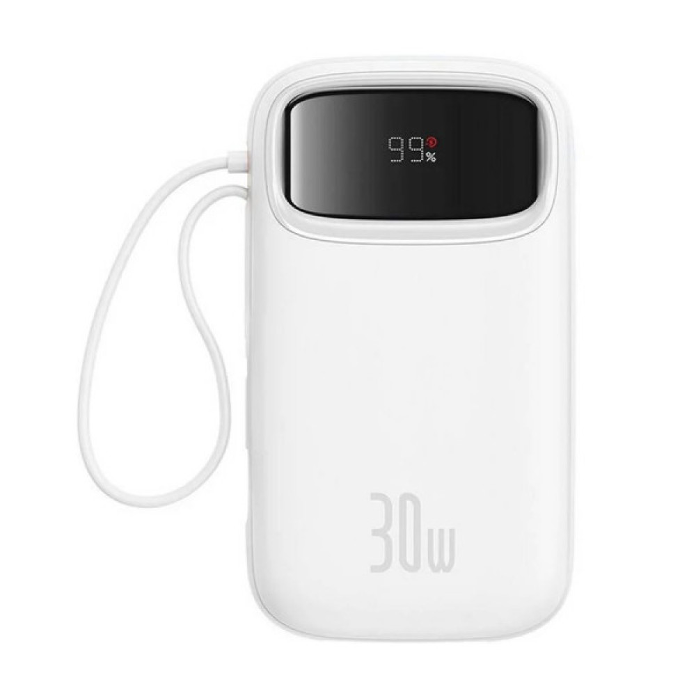 Батарея універсальна Baseus QPow2 20000mAh 30W, with 2*Type-C Cable, White (P10055009213-00)