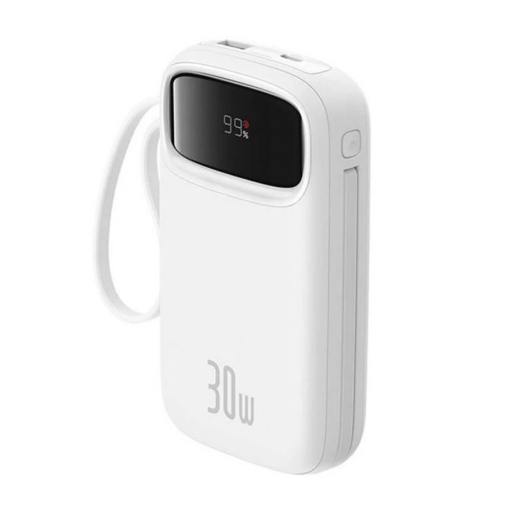 Батарея універсальна Baseus QPow2 20000mAh 30W, with 2*Type-C Cable, White (P10055009213-00)