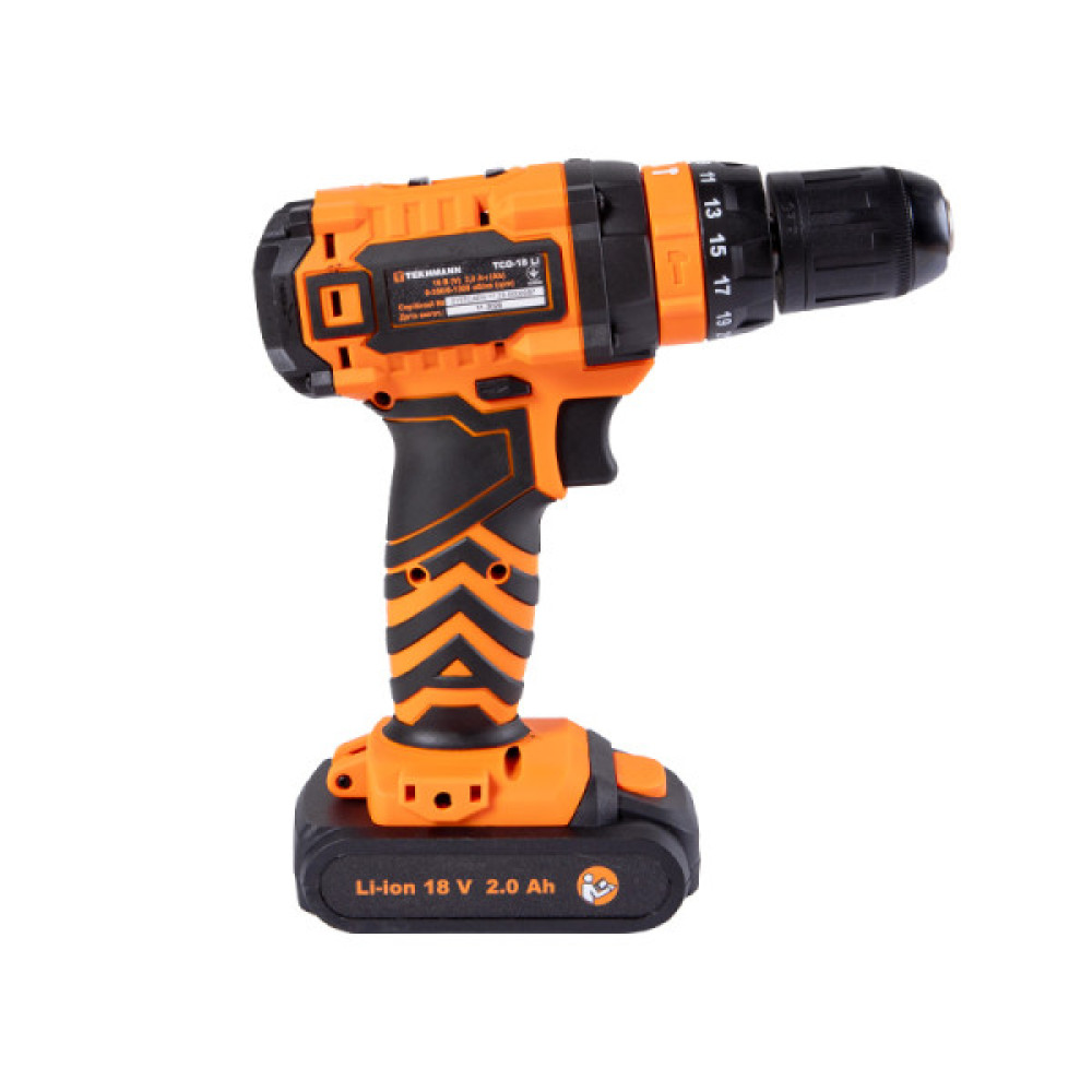 Шурупокрут-дриль акумуляторний Tekhmann TCD-18 Li 2.0 18В 1х2А·год 28Нм 0-350·1300об/хв 1.3кг кейс