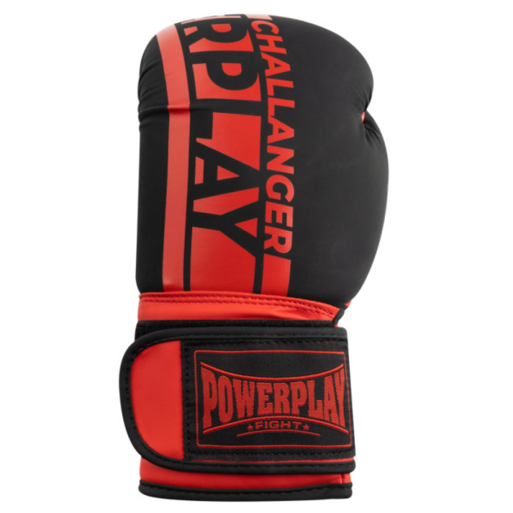 Боксерські рукавички PowerPlay 3086 Matt Challenger Чорно-Червоні 14 унцій (PP_3086_14oz_Bl/Red)