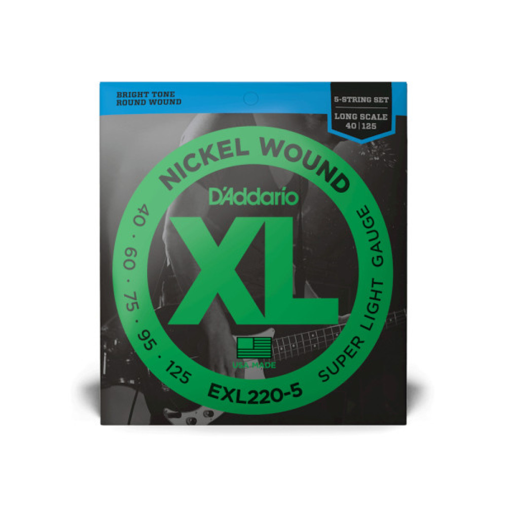 Струни для гітари D'Addario XL Nickel Wound Bass Super Light 5-String (40-125) (EXL220-5)