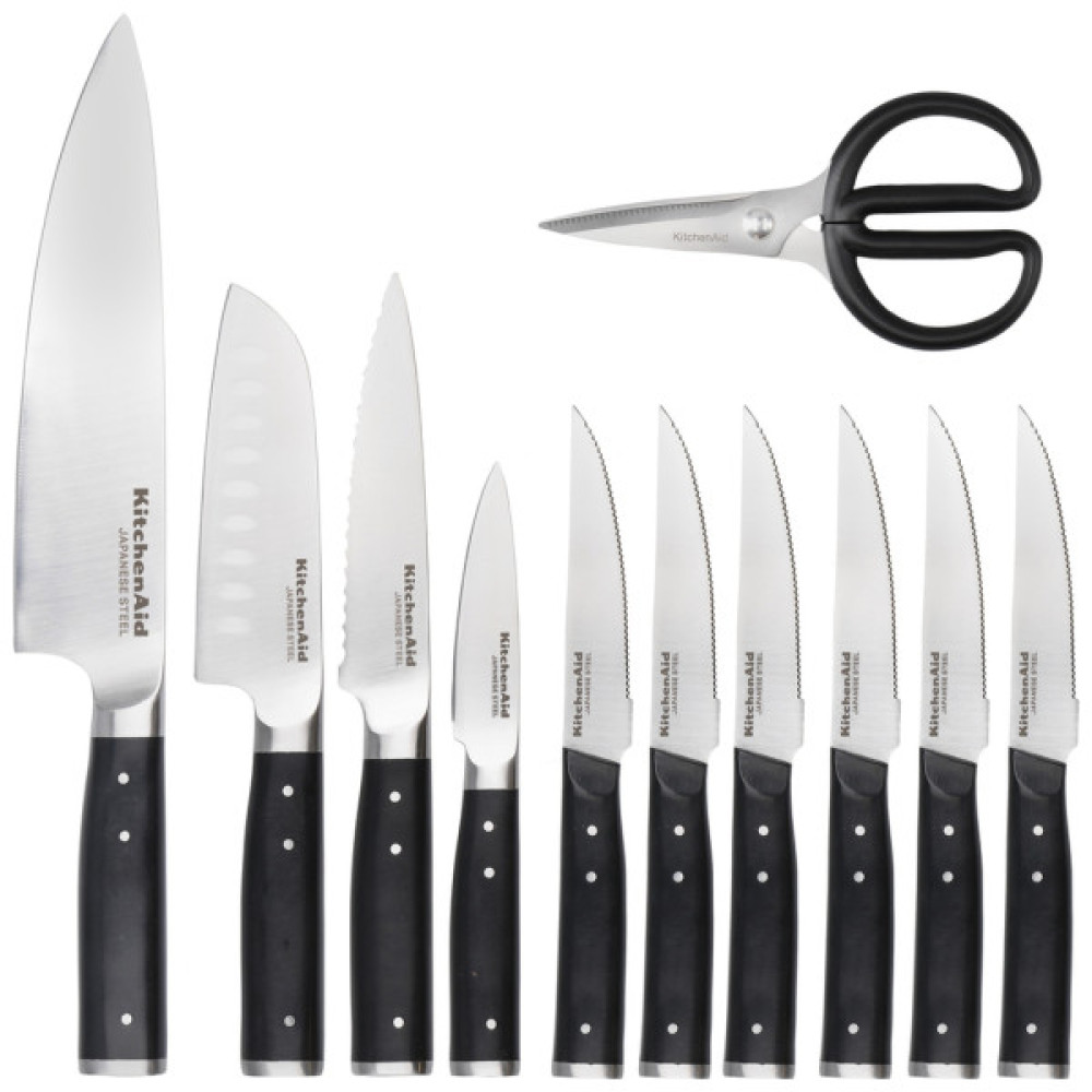 Набір ножів KitchenAid Coreline з підставкою, 11 предметів (KAG12STSNBXOBQ)