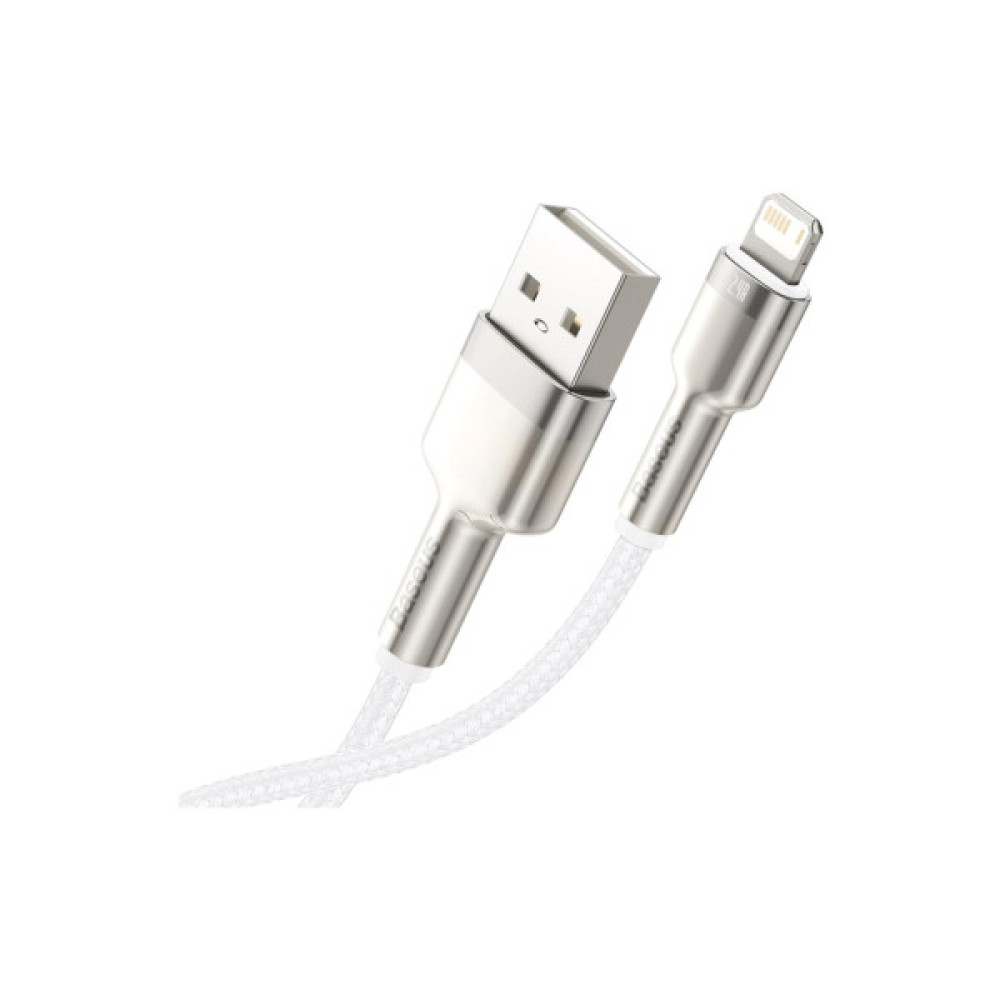 Дата кабель USB 2.0 AM to Lightning 2.0m Cafule Series Metal 2.4A White Baseus (CALJK-B02)