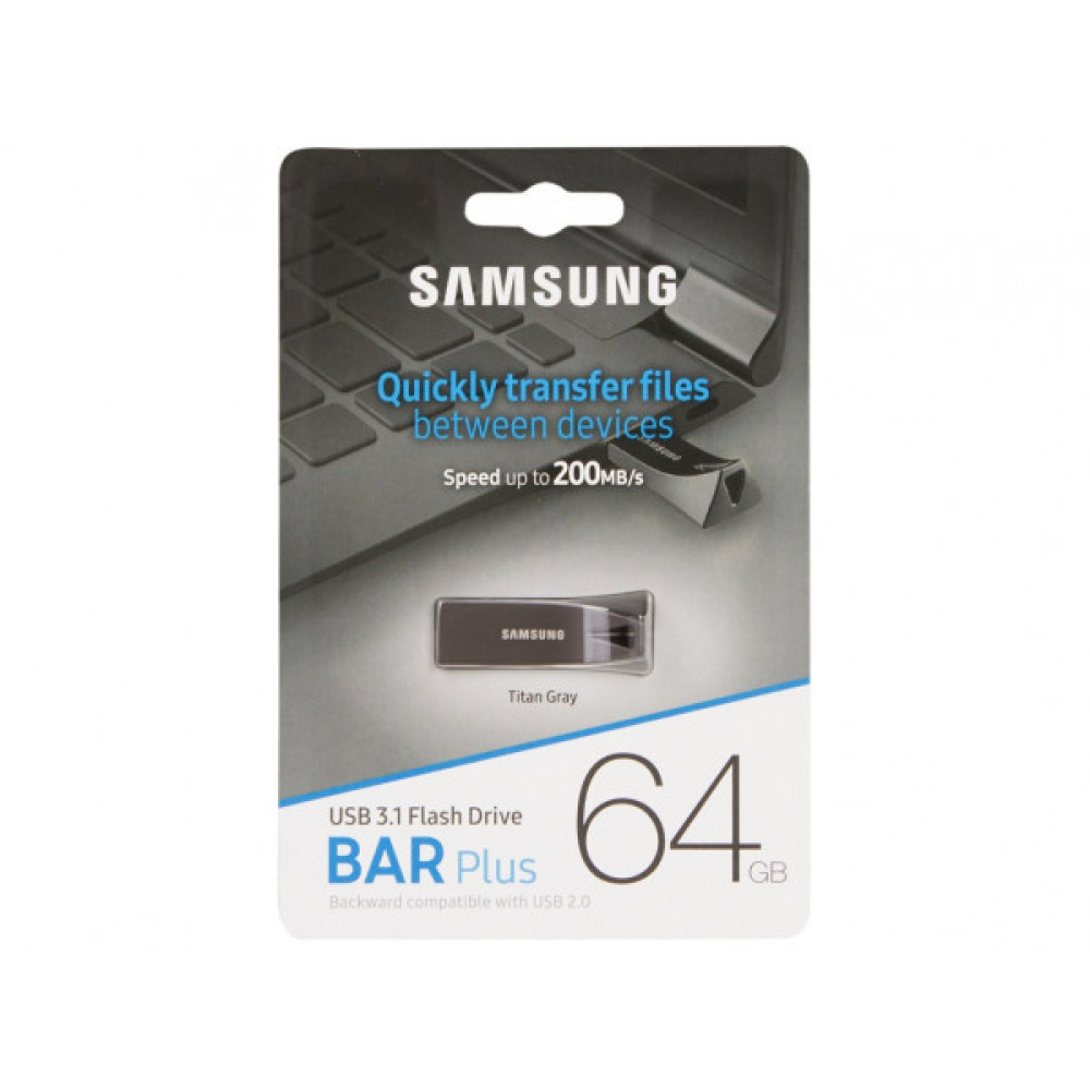 Накопичувач Samsung  64GB USB 3.1 Type-A Bar Plus  Сірий