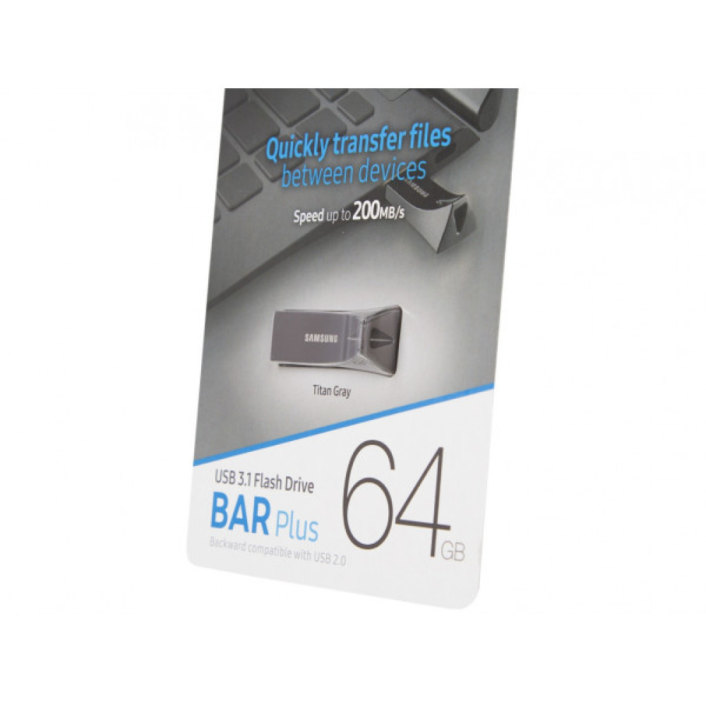 Накопичувач Samsung  64GB USB 3.1 Type-A Bar Plus  Сірий