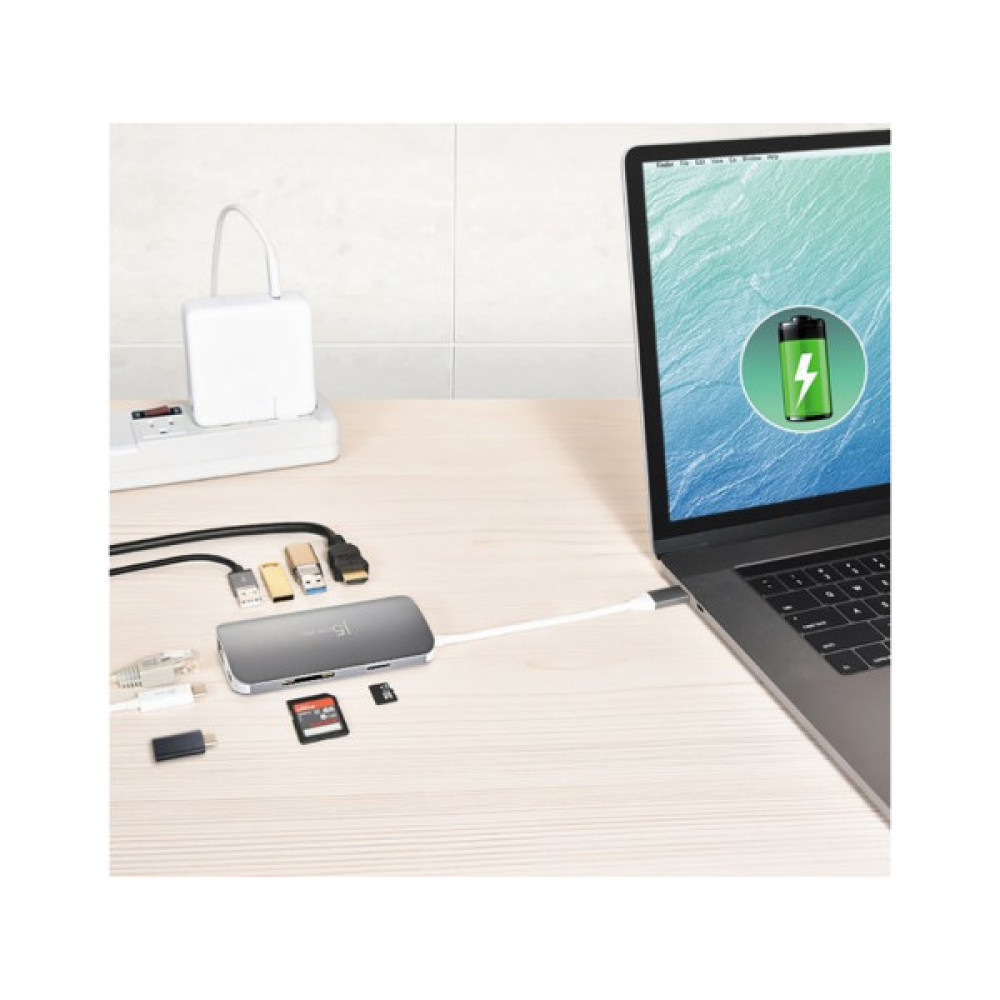 Порт-реплікатор J5create Dock-Station USB-C 9-in-1 (хаб/HDMI/PD/картридер) (JCD383-N)