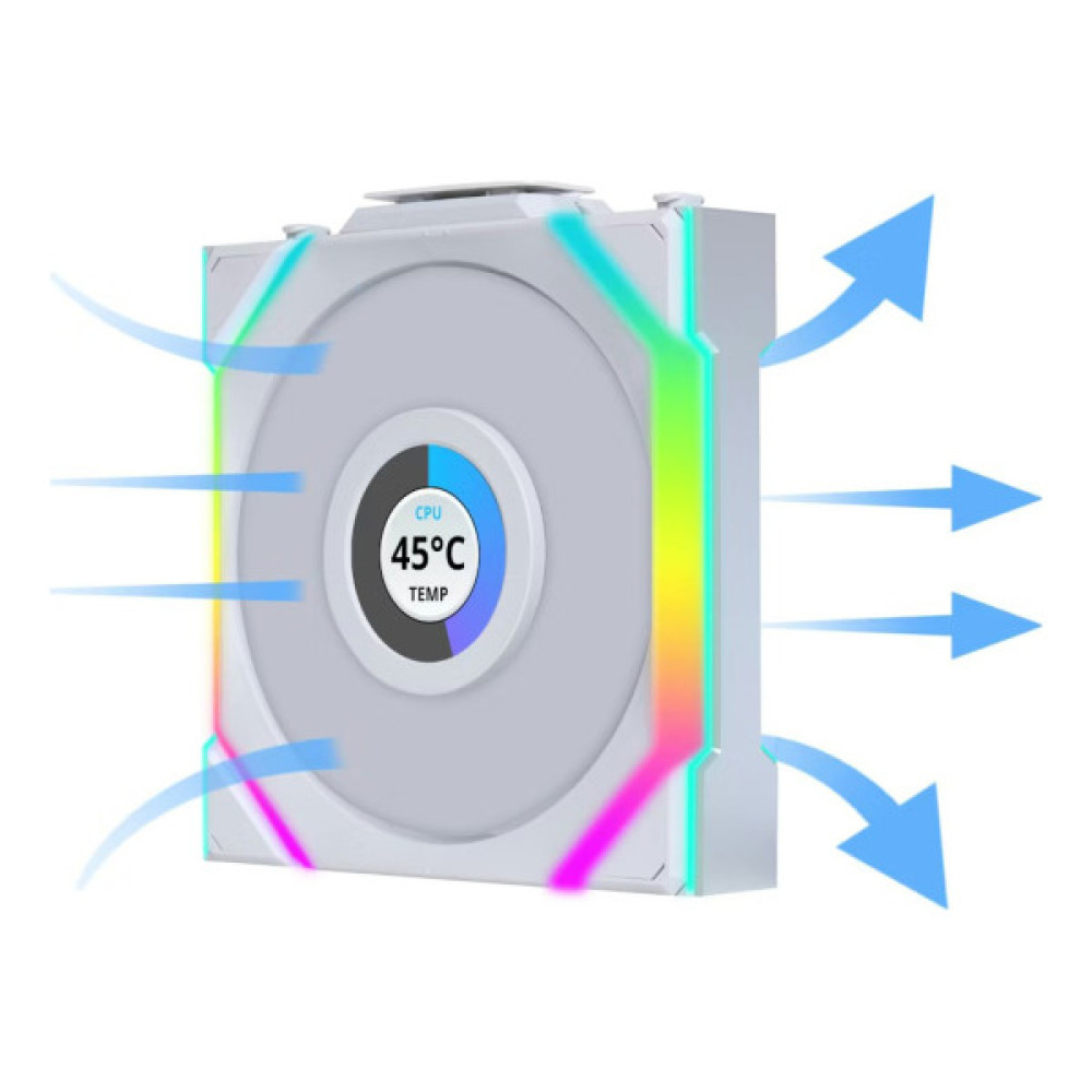 Кулер до корпусу Lian Li UNI Fan SL WIRELESS LCD 120-3, White (G99.12SLLCD1W3W.00)
