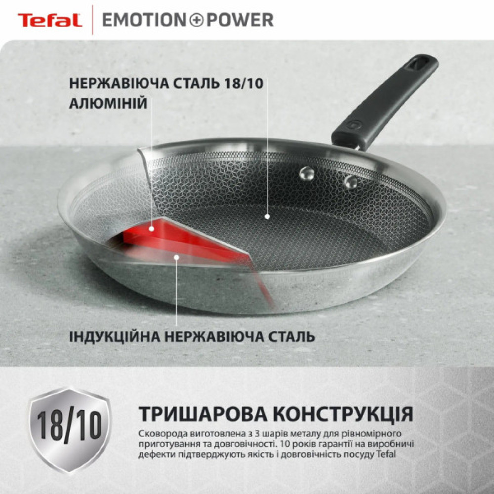 Сковорода Tefal Emotion+ Power 28 см з кришкою (SET_E3410655)