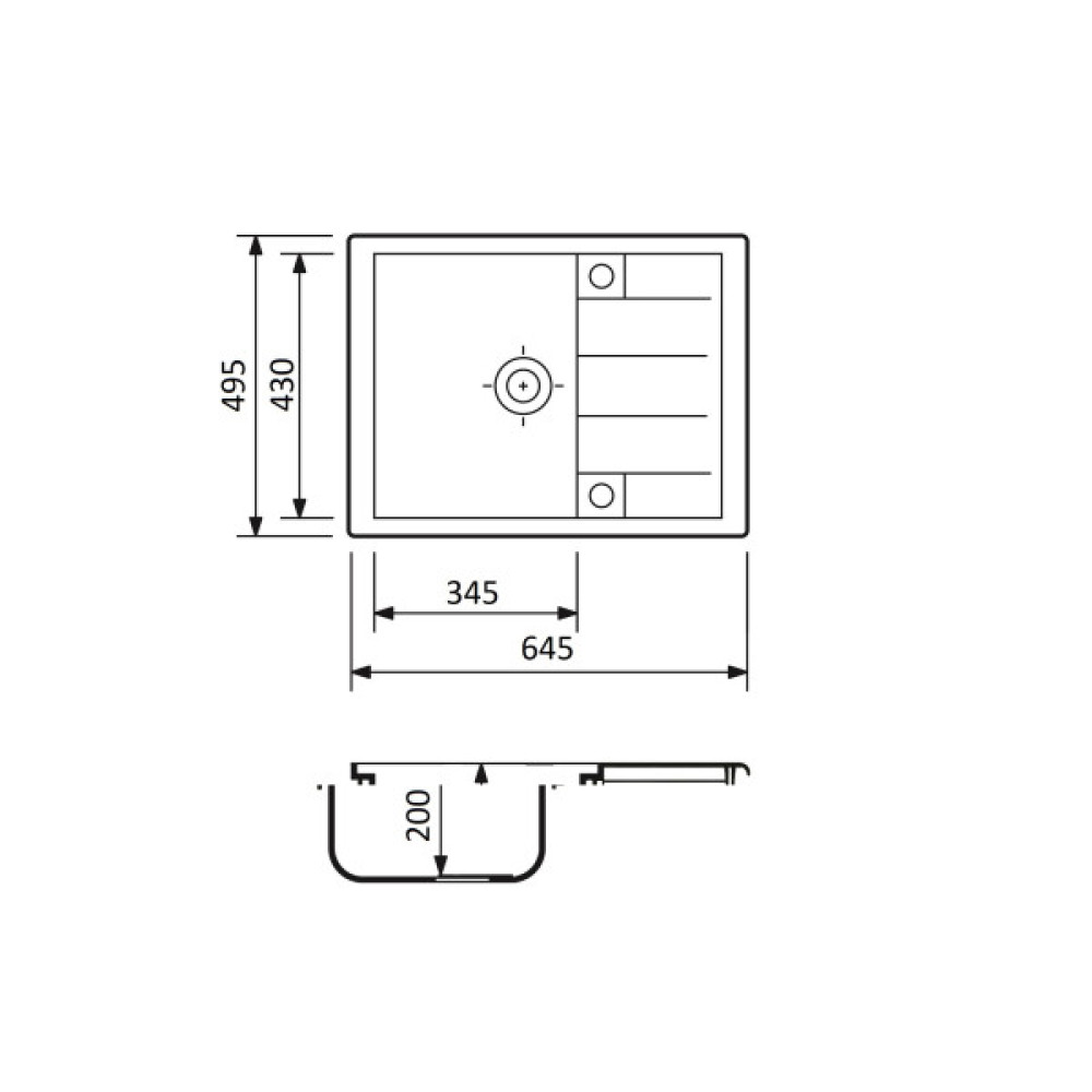 Набір кухонний Adamant Anila, штучний камінь, прямокут., з крилом, 645х495х200мм, чаша - 1, врізна, сірий + змішувач