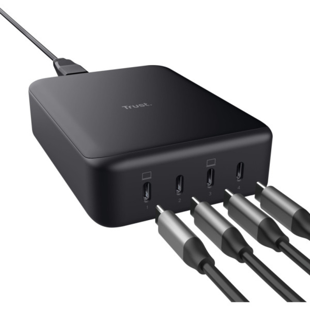 Зарядний пристрій Trust Maxo 4xUSB-C PD240W GaN Black (25413_TRUST)