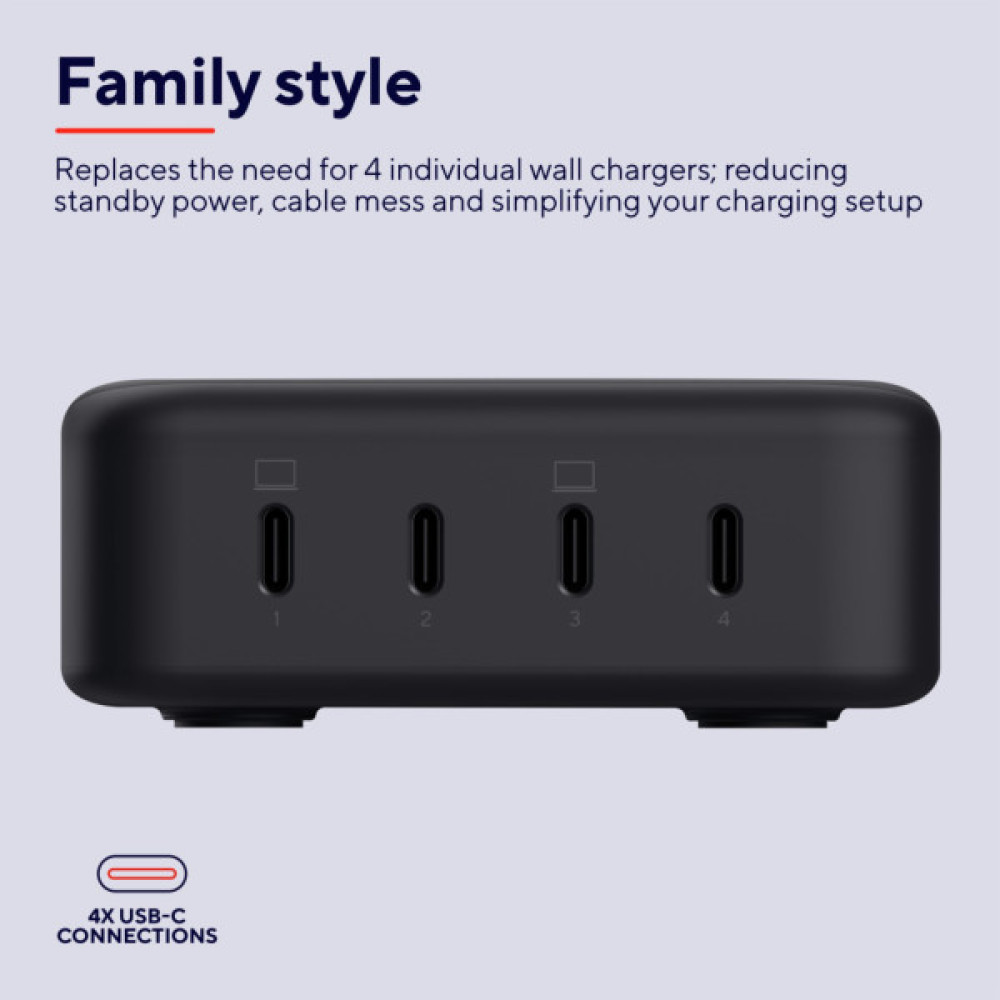 Зарядний пристрій Trust Maxo 4xUSB-C PD240W GaN Black (25413_TRUST)