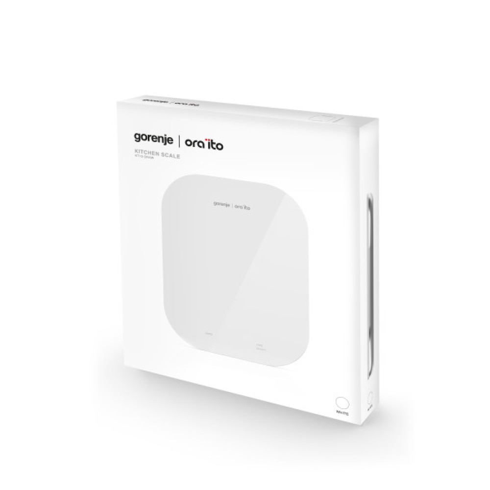 Ваги Gorenje кухонні, 10кг, AAAx3 в комплекті, скло, білий