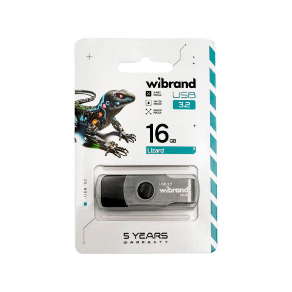 USB флеш накопичувач Wibrand 16GB Lizard Black USB 3.2 (WI3.2/LI16P9B)