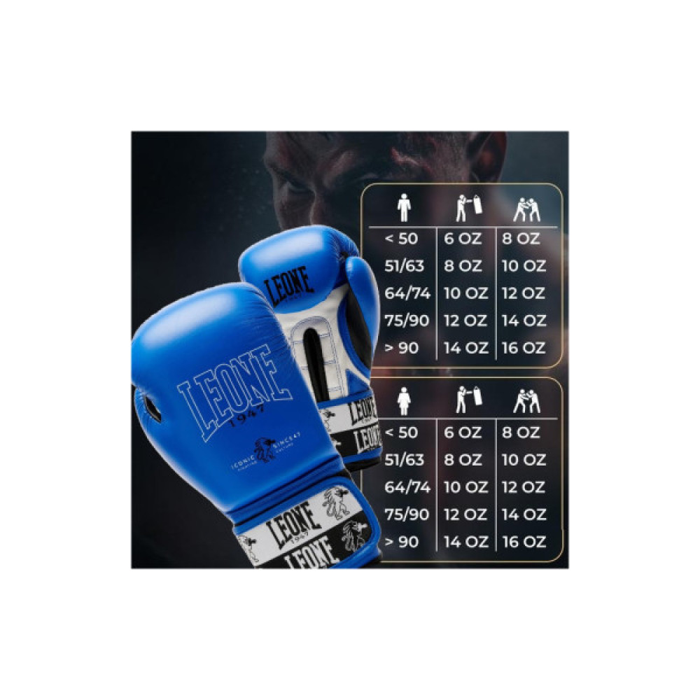 Боксерські рукавички Leone GN208 Iconic Blue 14 унцій (GN208_Blue_14oz)