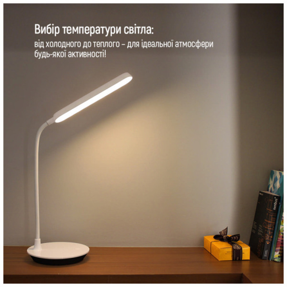 Настільна лампа ColorWay Portable & Flexible 360, 4W, з вбудованим акумулятором 1800 mAh (CW-DL12FB-W)