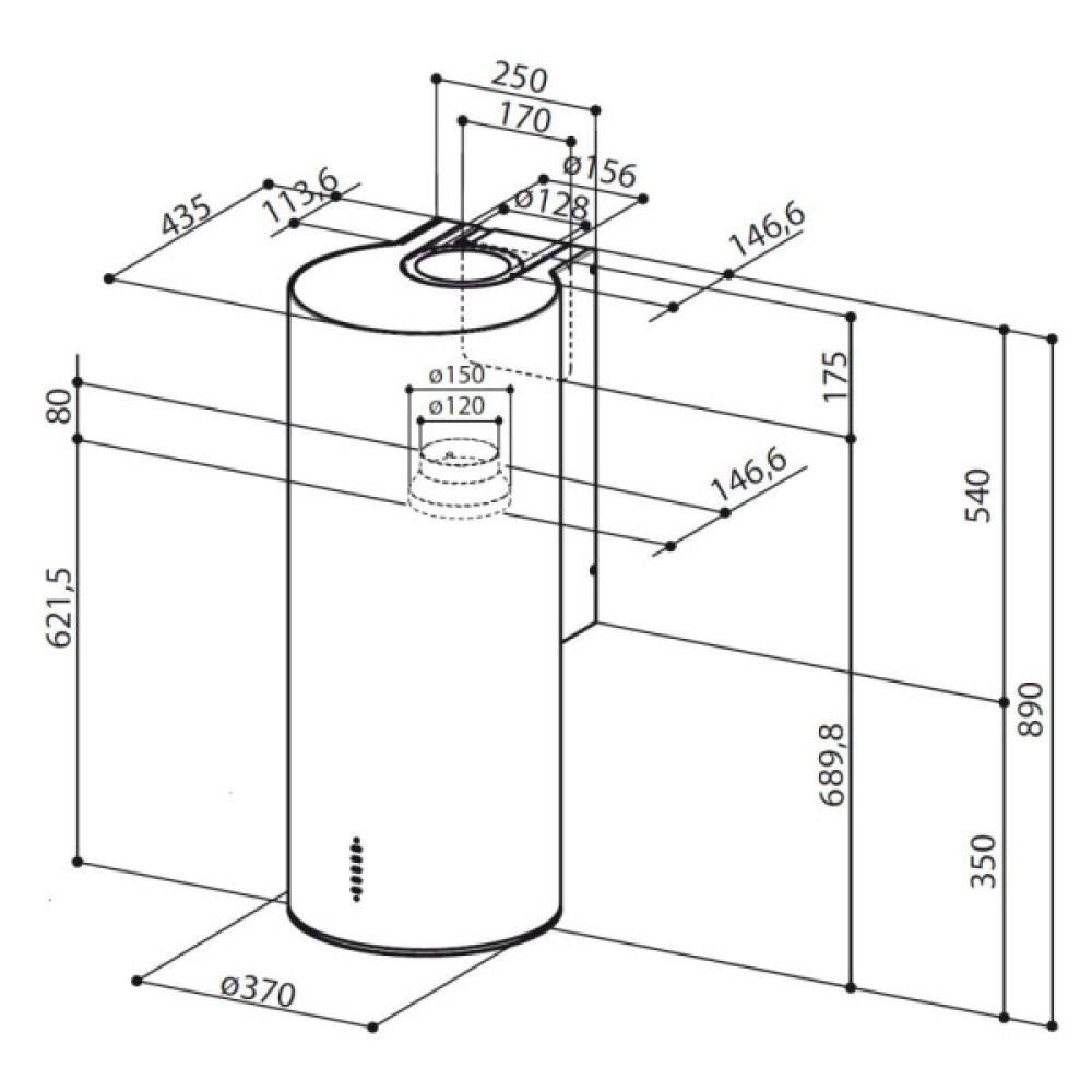 Витяжка кухонна Faber Cylindra Plus Bk Matt A37 (335.0606.998)