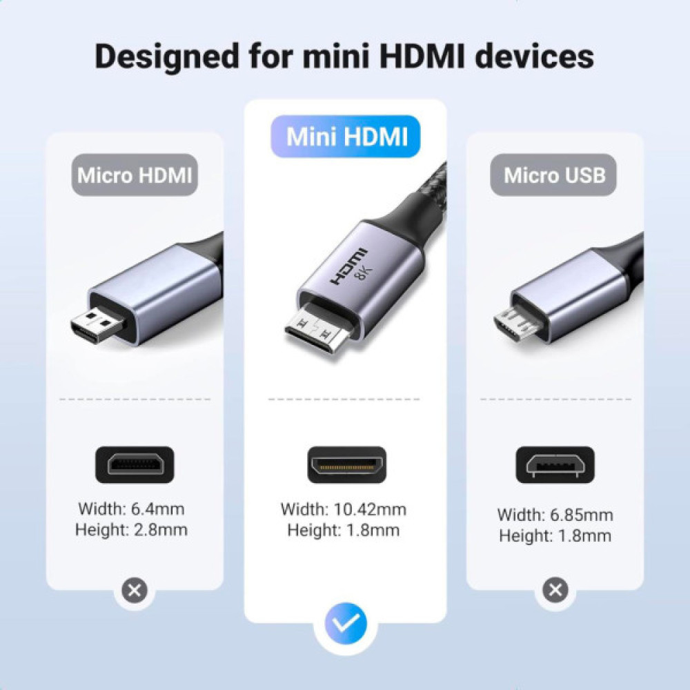 Кабель мультимедійний HDMI M to HDMI mini M 1.0m 8K HD163 black UGREEN (15514)