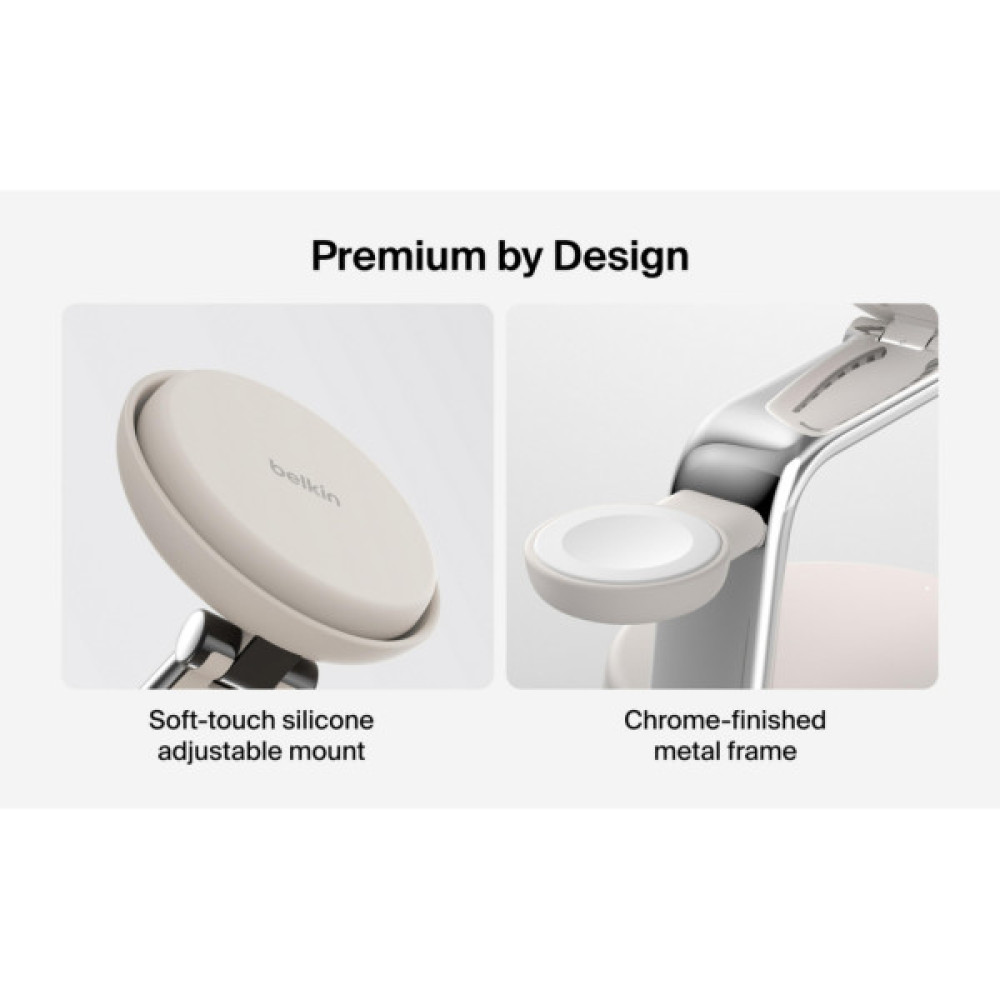 Зарядний пристрій Belkin UltraCharge Pro Wireless 3-in-1 25W sand (WIZ040KQSD)