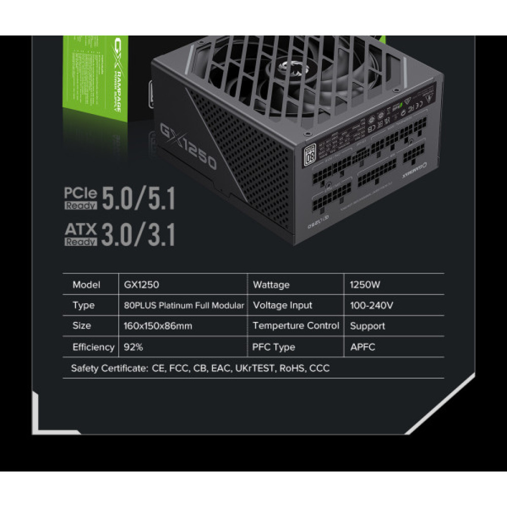GAMEMAX GX-1250 PRO BK(ATX3.1PCIe5.1)