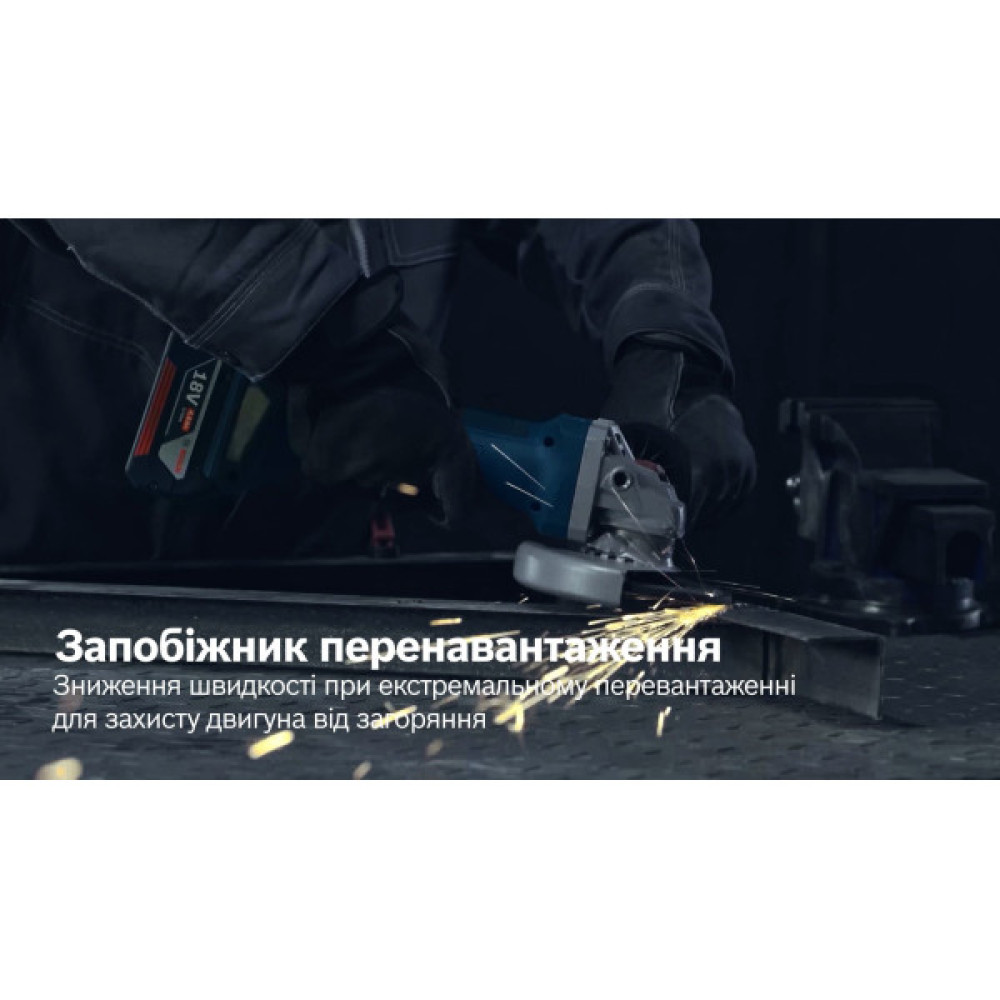 Шліфмашина кутова акумуляторна Bosch Professional GWS 180-LI 125мм 18В 2х4А·год 11000об·хв 2кг