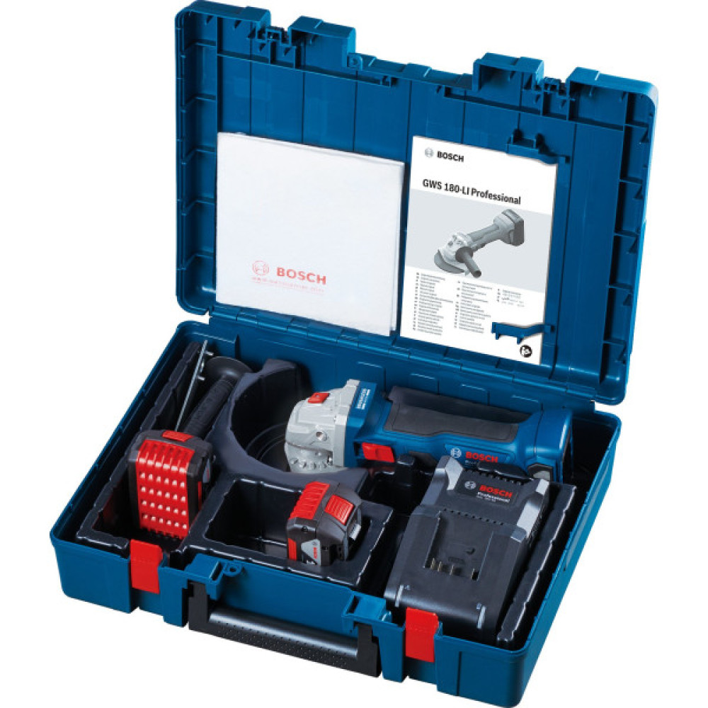 Шліфмашина кутова акумуляторна Bosch Professional GWS 180-LI 125мм 18В 2х4А·год 11000об·хв 2кг