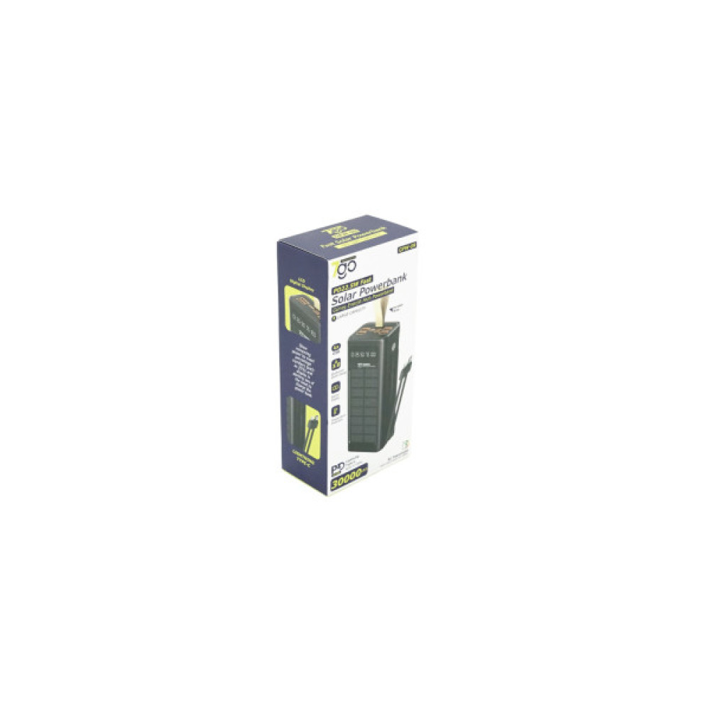 Батарея універсальна 7GO 30000mAh, 22.5W, Solar, LCD Display (GPW-09 / 45945)