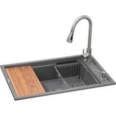 Мийка кухонна GRANADO Basic Estella grafito (+ змішувач Campo LUX inox + дозатор Redondo inox + кошик (ksg0109)