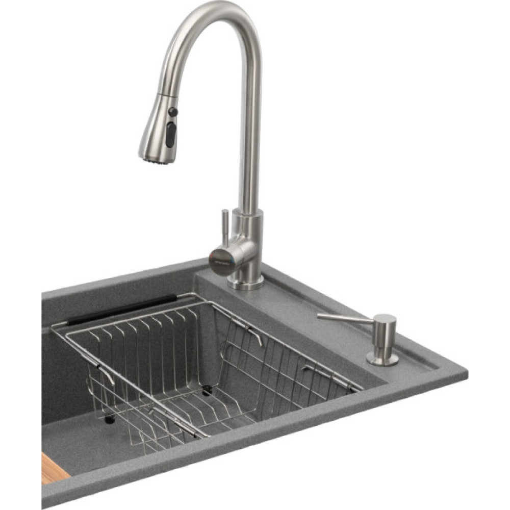 Мийка кухонна GRANADO Basic Estella grafito (+ змішувач Campo LUX inox + дозатор Redondo inox + кошик (ksg0109)
