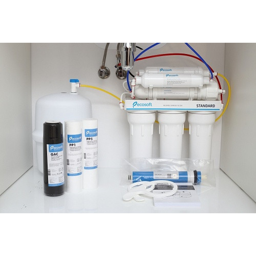 Фільтр зворотного осмосу Ecosoft Standard 6-50M з мінералізатором, мембрана 50gpd, кран капля