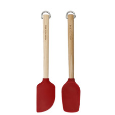Лопатка кухонна KitchenAid Coreline для тіста, Набір 2 шт, 23,5 см, береза, червоний (KQR750OHERE)