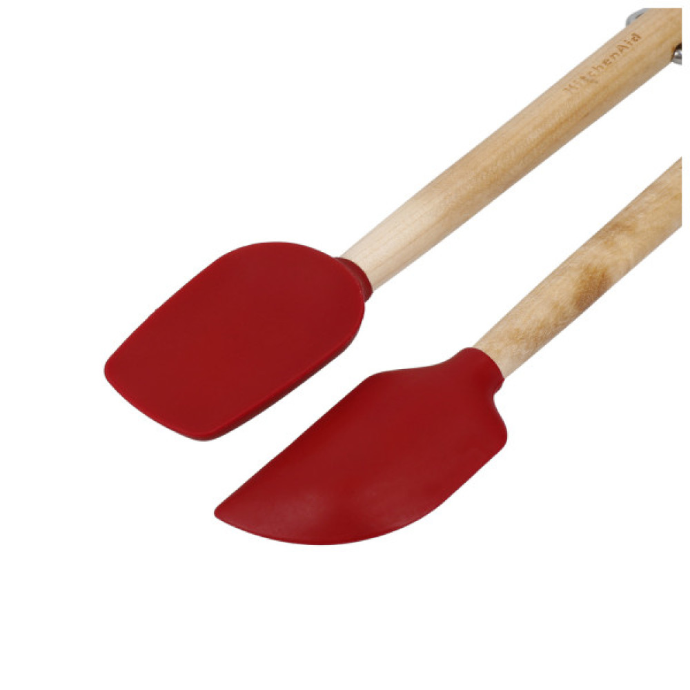 Лопатка кухонна KitchenAid Coreline для тіста, Набір 2 шт, 23,5 см, береза, червоний (KQR750OHERE)