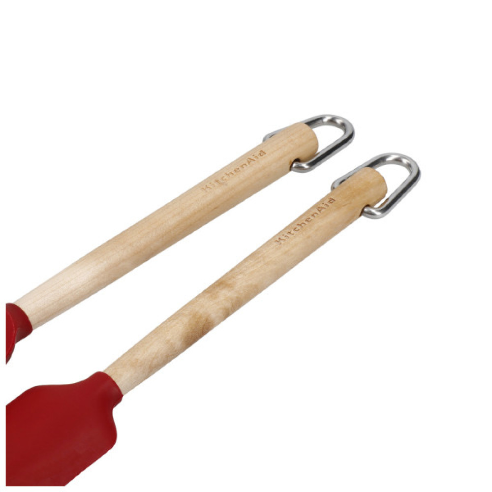 Лопатка кухонна KitchenAid Coreline для тіста, Набір 2 шт, 23,5 см, береза, червоний (KQR750OHERE)