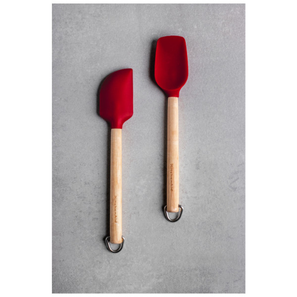 Лопатка кухонна KitchenAid Coreline для тіста, Набір 2 шт, 23,5 см, береза, червоний (KQR750OHERE)