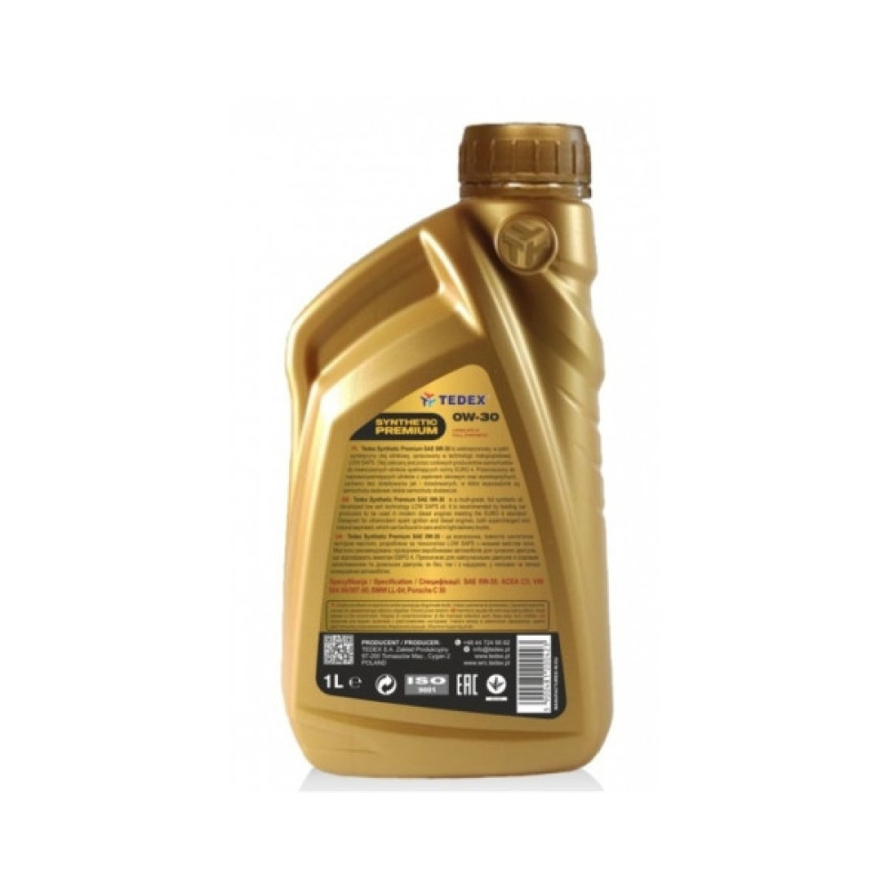 Моторна олива TEDEX SYNTHETIC PREMIUM SM/CF/EC 0W30 1л