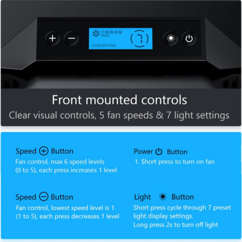 Підставка до ноутбука IceCoorel 10-15.6", 2*60mm 2800 RPM, USB2.0+LCD+speed control., 400x350x45mm (A3)