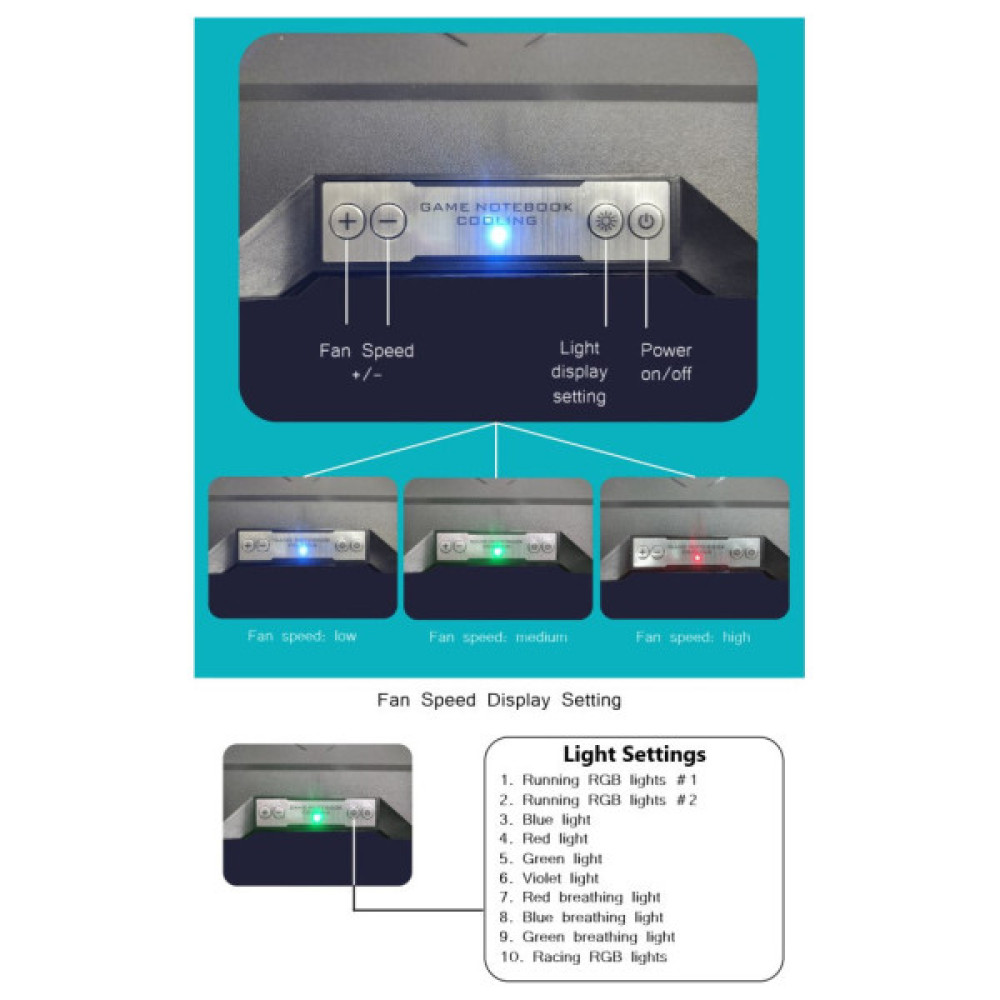 Підставка до ноутбука IceCoorel 10-15.6", 2*60mm 2800 RPM, USB2.0+LCD+speed control., 400x350x45mm (A3)