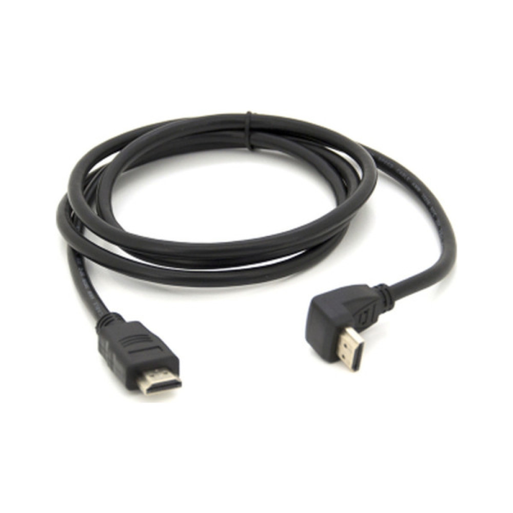 Кабель мультимедійний HDMI M to HDMI M 1.5m V1.4 90° corner black Merlion (YT-HDMI(M)/(M)HS-1.5m-90°)