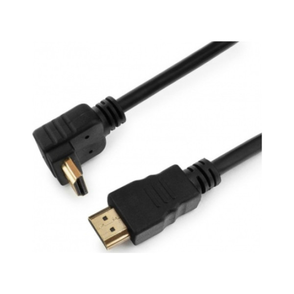 Кабель мультимедійний HDMI M to HDMI M 1.5m V1.4 90° corner black Merlion (YT-HDMI(M)/(M)HS-1.5m-90°)