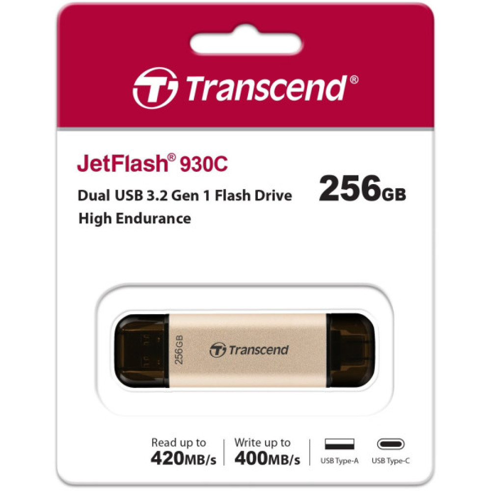 Накопичувач Transcend 256GB USB 3.2 Type-A + Type-C JetFlash 930 R420/W400MB/s Чорний