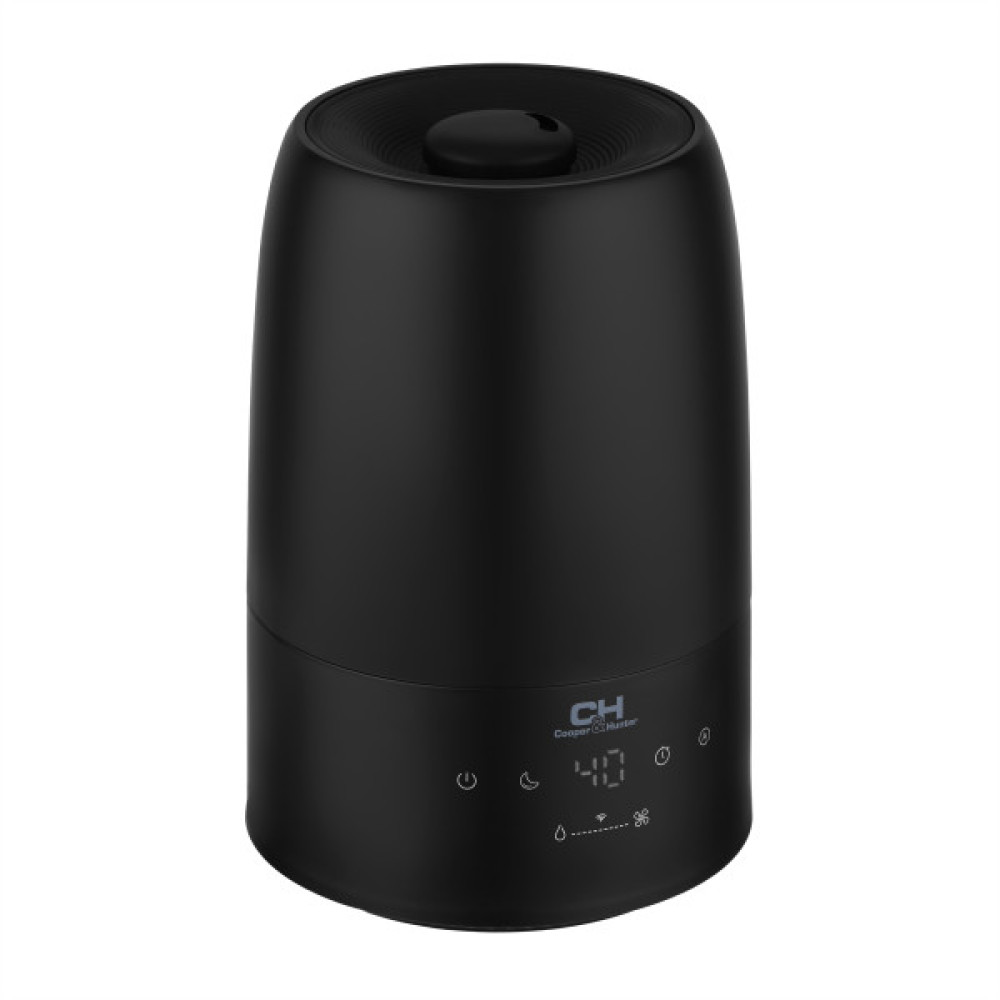 Зволожувач повітря Cooper&Hunter CH-2820TWF 30м2, 2л, 280мл/г, ультразвуковий, верхня затока, WI-FI, гігростат, аромакапсула, підсвічування, чорний