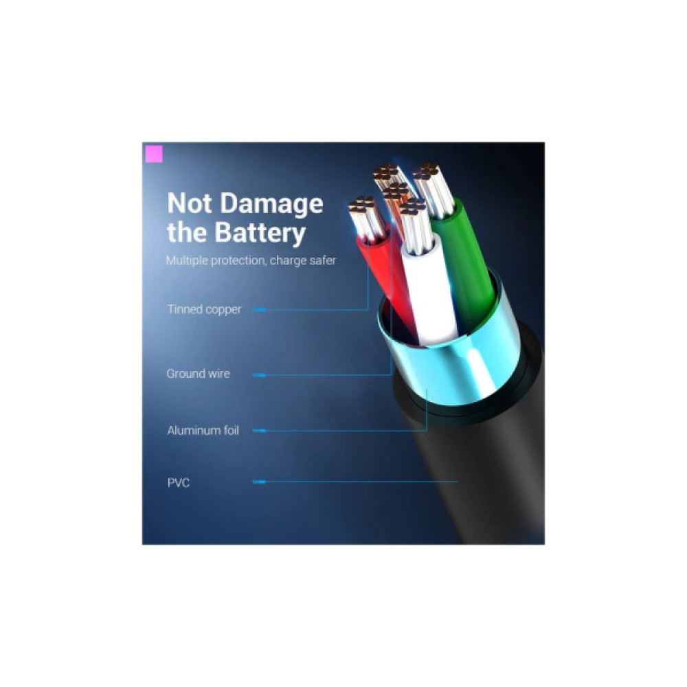 Дата кабель USB 2.0 AM to USB-C 1.5m 3A black Vention (COKBG)